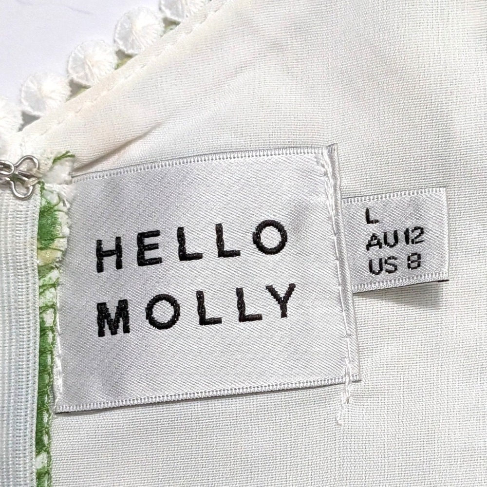 Hello Molly Drinking Games Dress Green Floral Puff Sleeve Mini Cutout Size 8 - Picture 5 of 13